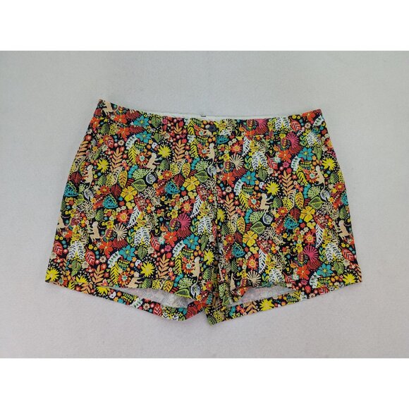 Crown & Ivy Women's Short Size 24W Floral Jungle Print Chino Casual - Picture 2 of 11